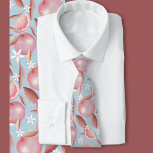 Pastel orange fruit floral Pattern  Neck Tie