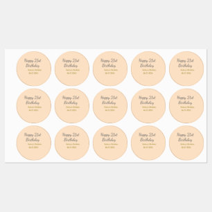 Pastel orange gray happy 21st birthday name date labels
