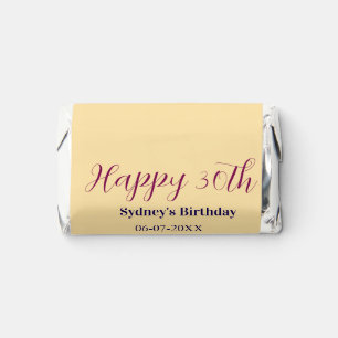 Pastel orange happy 30th birthday name date purple hershey's miniatures