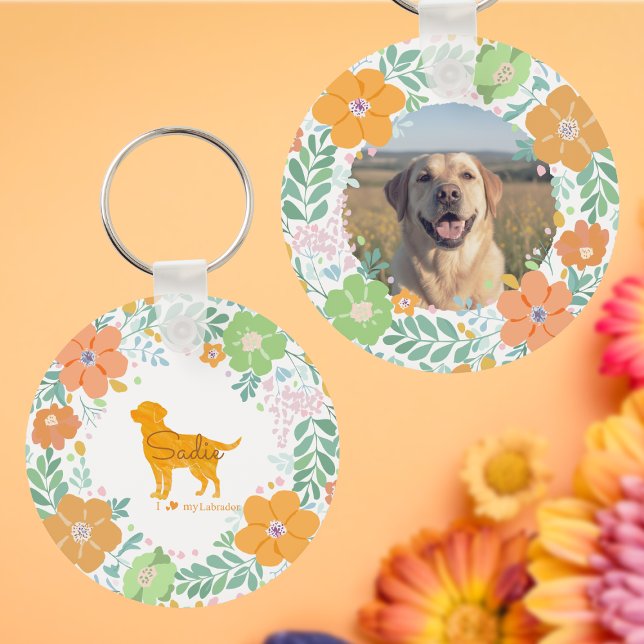 Pastel Orange Labrador Retriever Custom Photo Keychain (Creator Uploaded)