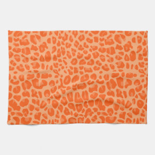 Pastel orange leopard print pattern kitchen towel
