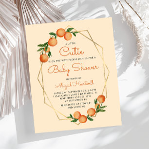 Pastel Orange Little Cutie Baby Shower Invitation