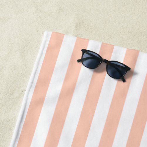 Pastel Orange Peach Stripes Solid Color Summer Beach Towel