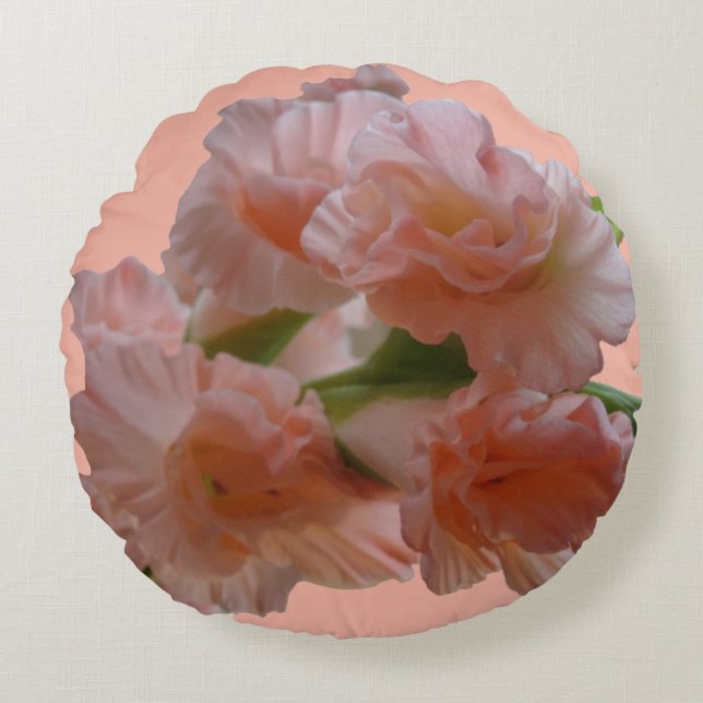 Pastel Orange Pink Gladioli Cust. Throw Pillow (Front)