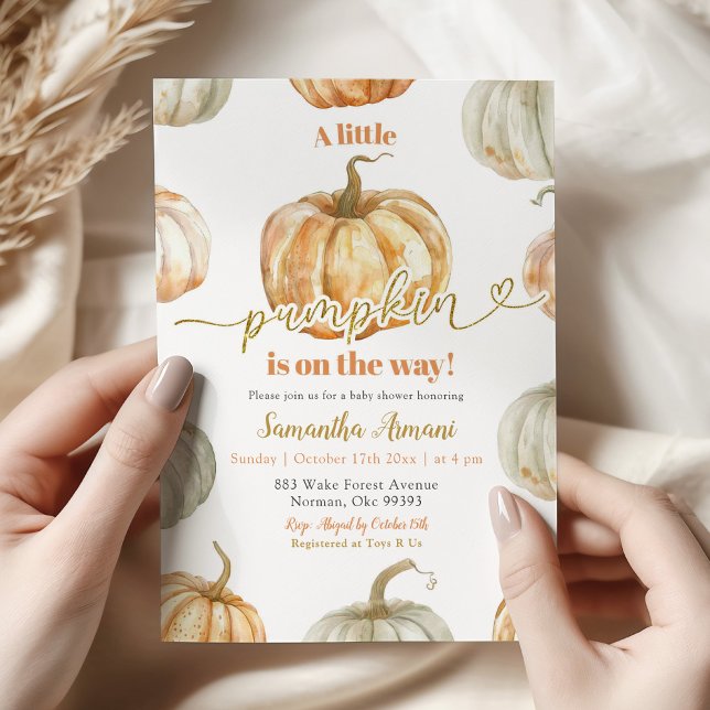 Pastel Orange Pumpkin Gender Neutral Baby Shower Invitation (Creator Uploaded)