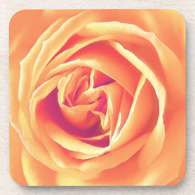 Pastel orange rose print coaster (Front)