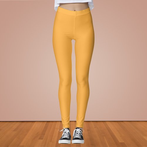 Pastel Orange Solid Color Leggings