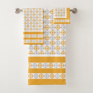 Pastel Orange Squares Bath Towel Set