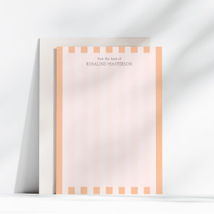 Pastel Orange Stripes Elegant Monogram Note Card
