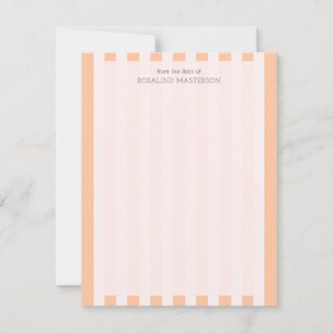Pastel Orange Stripes Elegant Monogram Note Card