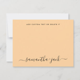 Pastel Orange Stylish Script Elegant Minimalist Note Card