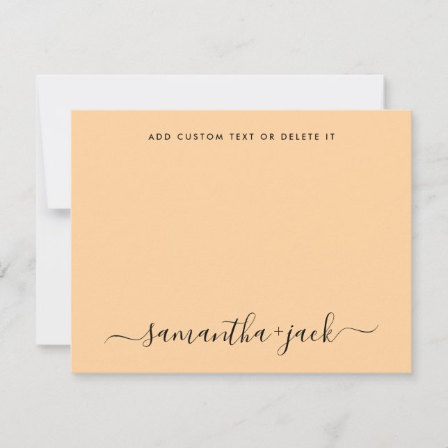 Pastel Orange Stylish Script Elegant Minimalist Note Card (Front)