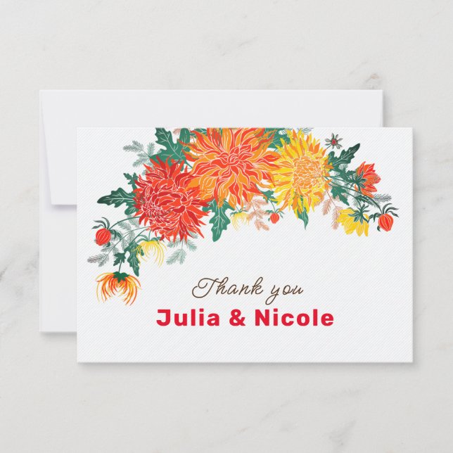 Pastel Orange Yellow Spring Dahlia Flowers Wedding (Front)