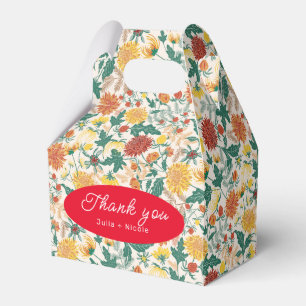 Pastel Orange Yellow Spring Dahlia Flowers Wedding Favor Boxes