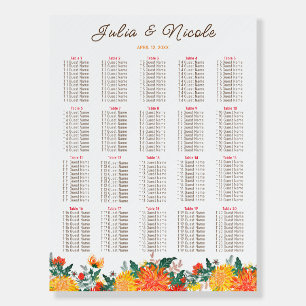 Pastel Orange Yellow Spring Dahlia Flowers Wedding Foam Board