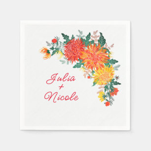 Pastel Orange Yellow Spring Dahlia Flowers Wedding Napkins