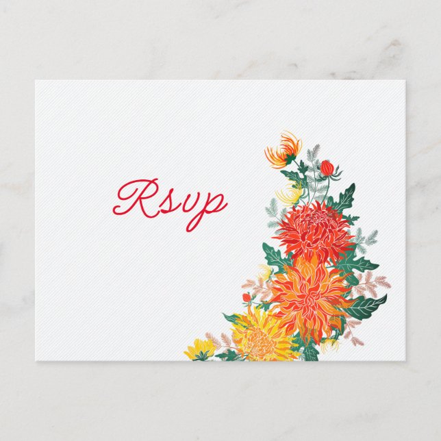 Pastel Orange Yellow Spring Dahlia Flowers Wedding Postcard (Front)