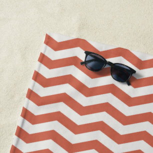 Pastel orange zig zag stripe geometric beach towel