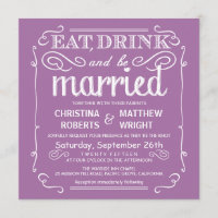 Pastel Orchid Eat Drink be Married Wedding Invites