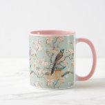Pastel Oriental Bird and Fruit Blossoms Mug