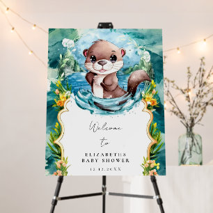 Pastel Otter Baby Shower Welcome Sign