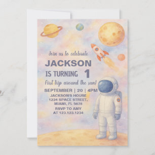 Pastel Outer Space Birthday Invitation