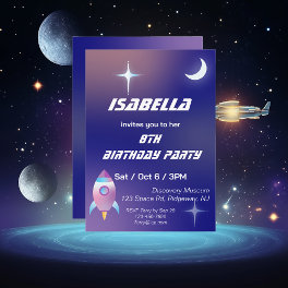 Pastel Outer Space Birthday Invitation