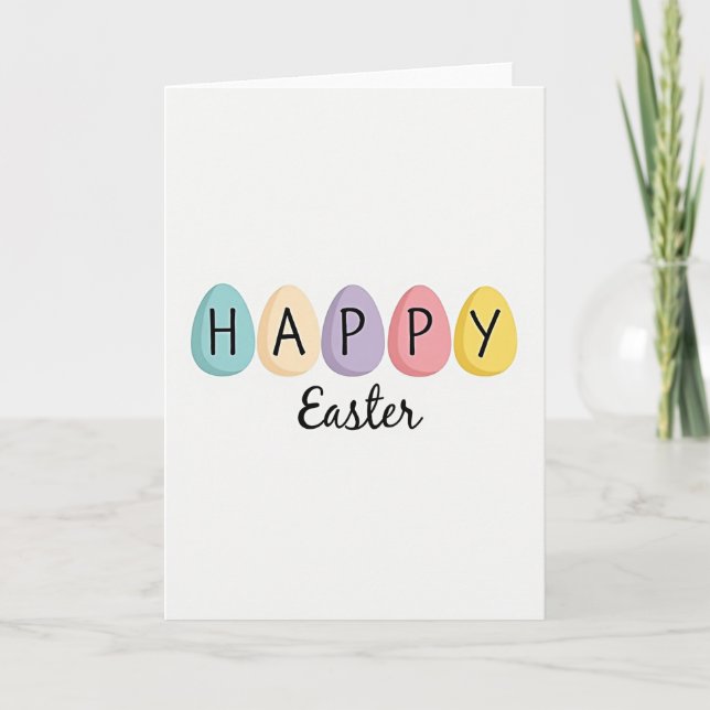 Pastel Ovals Happy Easter Card (Front)