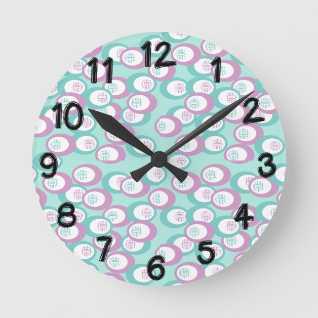 Pastel Ovals  Round Clock (Front)