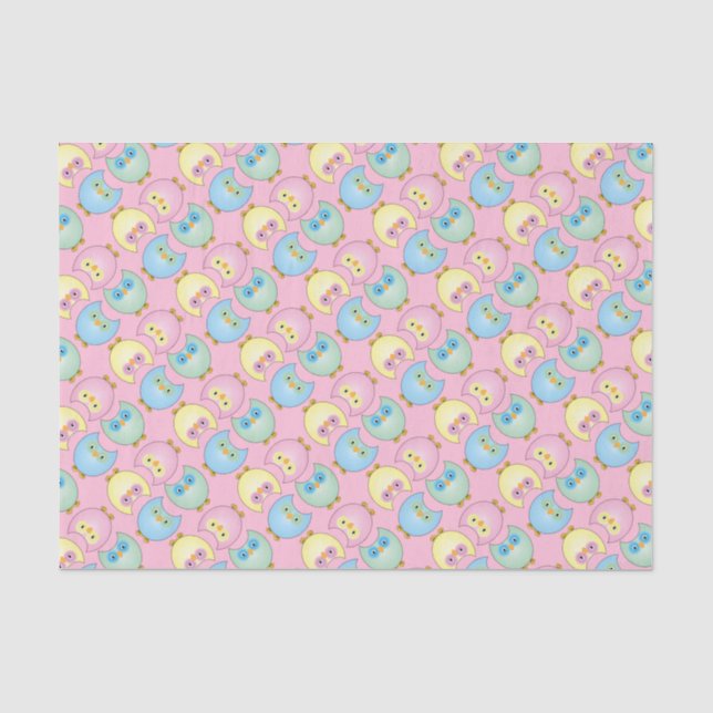 Pastel Owl Baby Girl Shower Theme Tissue Paper (Front)