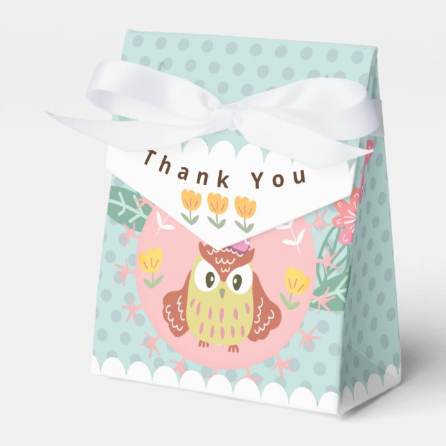 Pastel Owl Happy Birthday . Favor Boxes (Front Side)