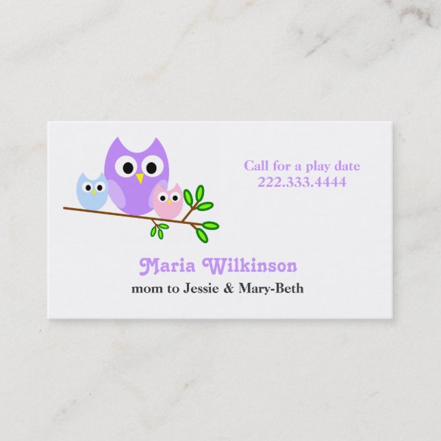 Pastel Owls Mommy Card (Front)