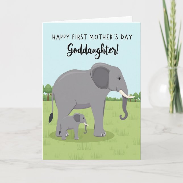 Pastel Pachyderm Mothers Day Card (Front)