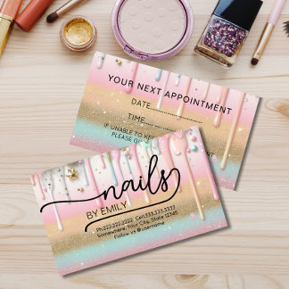 Pastel Paint drip nail salon Manicurist Appointment Card