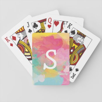 Pastel Paint Monogrammed Playing Cards by Hannahscloset at Zazzle