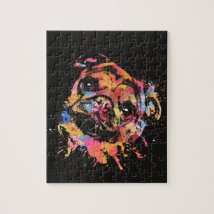 Pastel Paint Pug dog Jigsaw Puzzle
