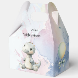 Pastel Paint Splash Adorable Dinosaur Baby Shower Favor Boxes