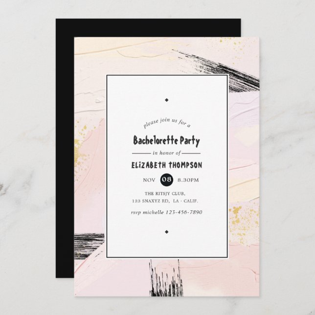 Pastel Paint Splash Bachelorette Party Invitation (Front/Back)