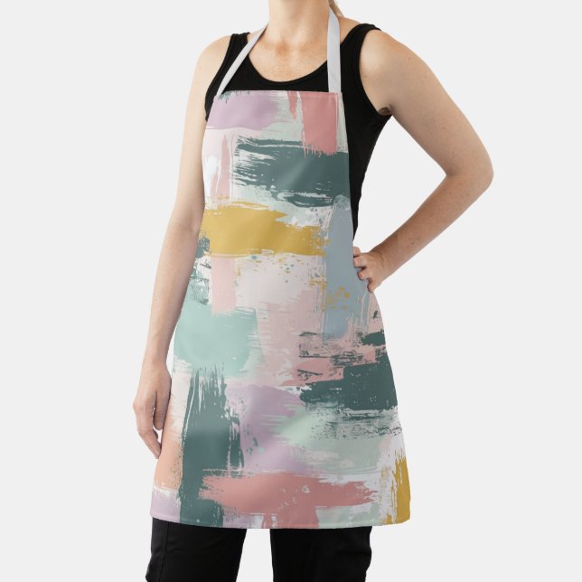 Pastel Paint Strokes Pattern Apron (Insitu)