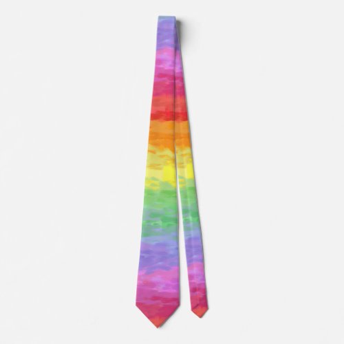 Pastel Painterly Impressionist Rainbow Sparkle Neck Tie