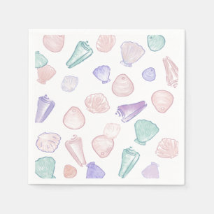 Pastel Painterly Seashell Under the Sea Party Napkins