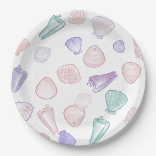 Pastel Painterly Seashell Under the Sea Party Paper Plates