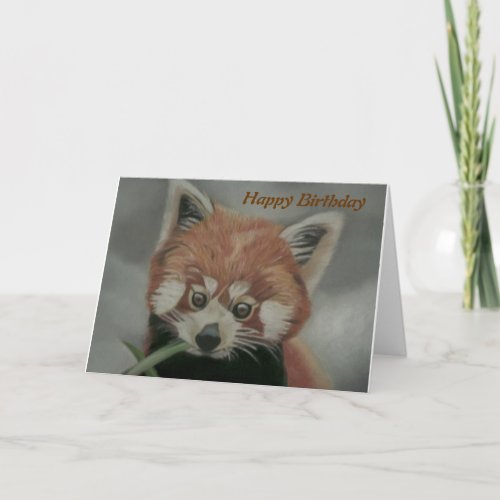 Pastel painting of a Red Panda _ Birthday Card