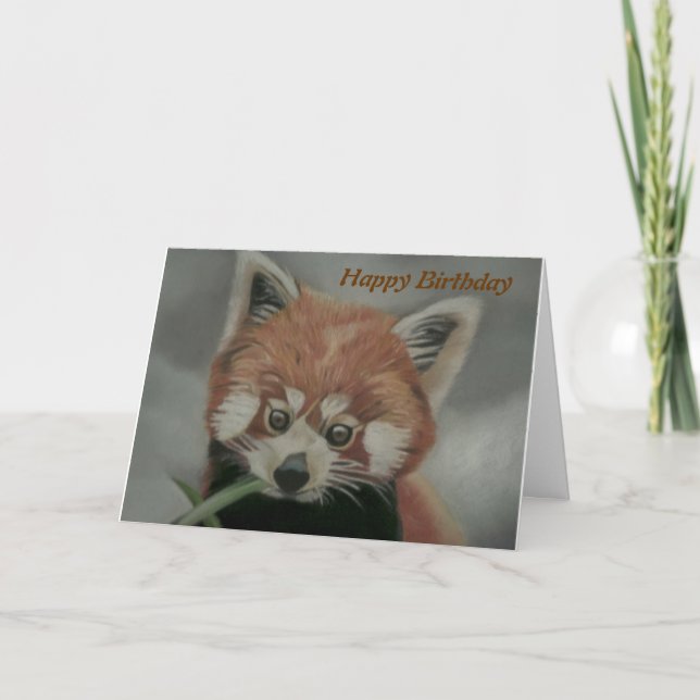 Pastel painting of a Red Panda - Birthday Card (Front)