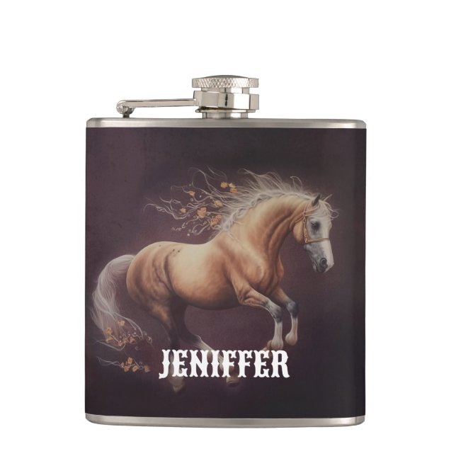 Pastel Painting Of A Running Horse                 Flask (Front)