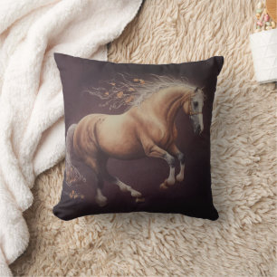 Pastel Painting Of A Running Horse Throw Pillow