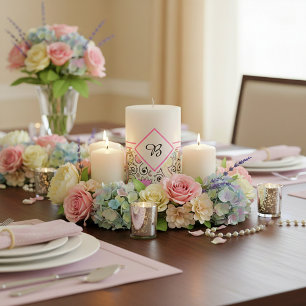 Pastel paisley band pillar candle
