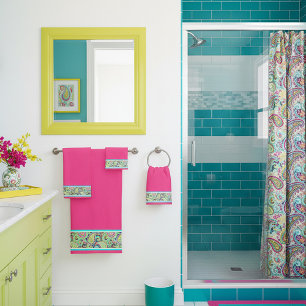 Pastel paisley border bath towel set