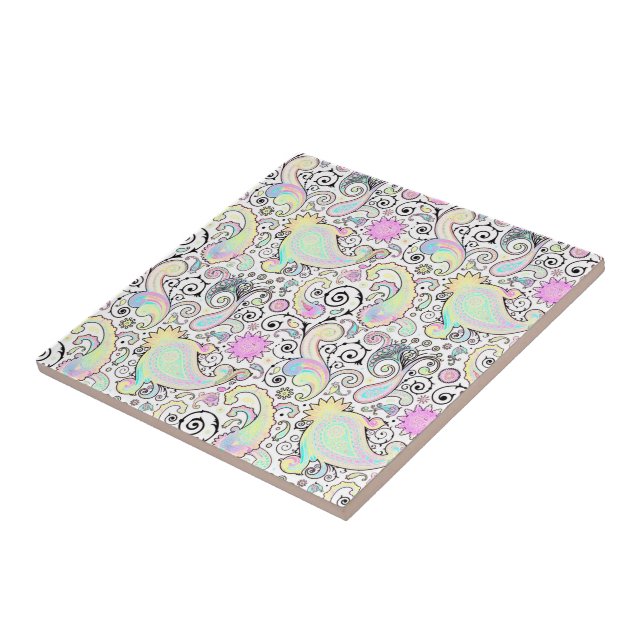 Pastel paisley ceramic tile (Side)