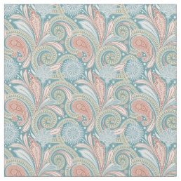 Pastel Paisley Floral Light Pink and Blue Fabric